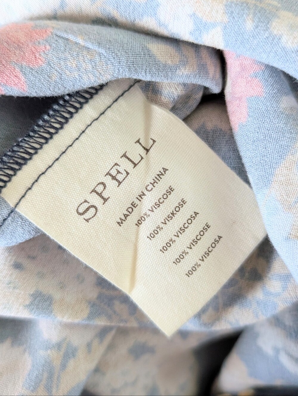 SPELL Flora Midi Dress S Mystic Blue Floral Print Flutter Sleeve Boho Resortwear - Picture 6 of 8